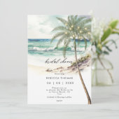 tropisch strand palms bridal - doucheuitnodiging kaart (Staand voorkant)