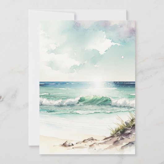 tropisch strand palms bridal - doucheuitnodiging kaart (Achterkant)