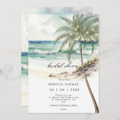 tropisch strand palms bridal - doucheuitnodiging kaart (Voorkant / Achterkant)