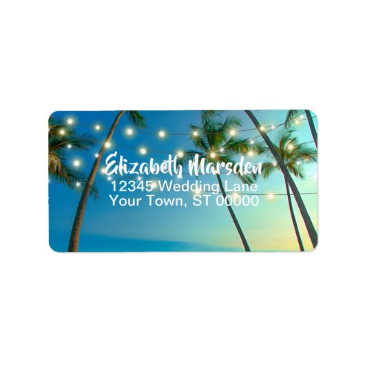 Tropisch strand palms RSVP RSVP-retouradres Etiket (Voorkant)