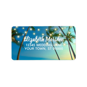 Tropisch strand palms RSVP RSVP-retouradres Etiket