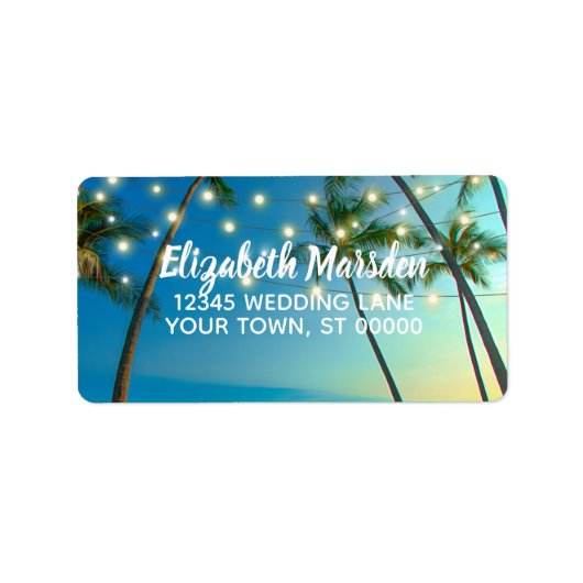 Tropisch strand palms RSVP RSVP-retouradres Etiket (Voorkant)
