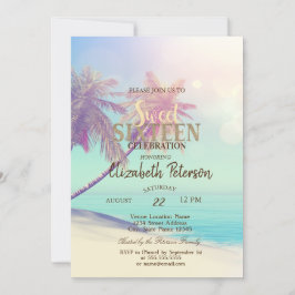Tropisch strand Palms Summer Sweet 16 Party Kaart