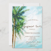 Tropisch strand, Palms Verloving Invitation Kaart (Voorkant)
