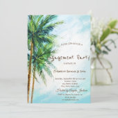 Tropisch strand, Palms Verloving Invitation Kaart (Staand voorkant)