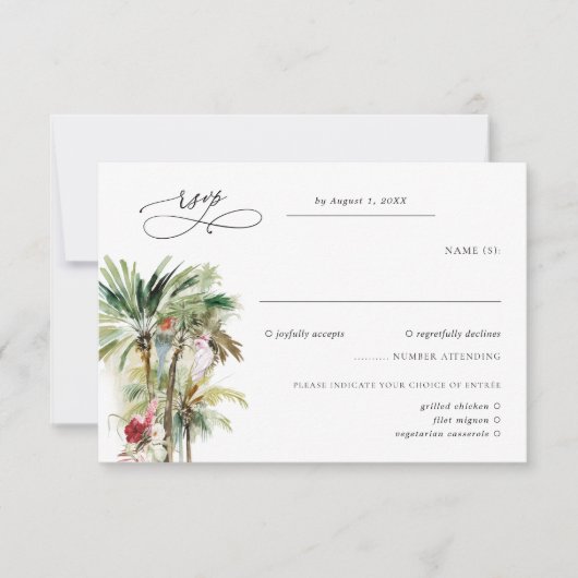 Tropisch strand palms Weddenschap RSVP (Voorkant)