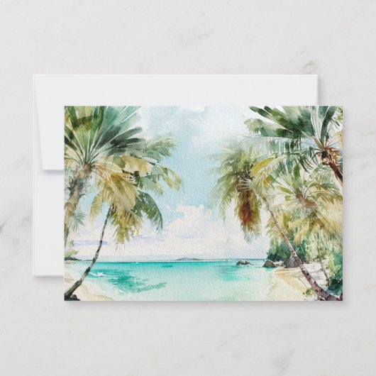 Tropisch strand palms Weddenschap RSVP (Achterkant)