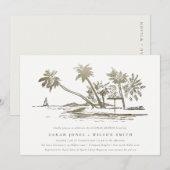 Tropisch strand palmschets gouden koppel douche kaart (Voorkant / Achterkant)