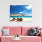 Tropisch strand panorama canvas afdruk (Insitu (Woonkamer))