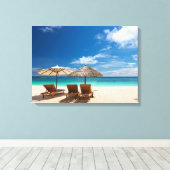 Tropisch strand panorama canvas afdruk (Insitu (Houten vloer))