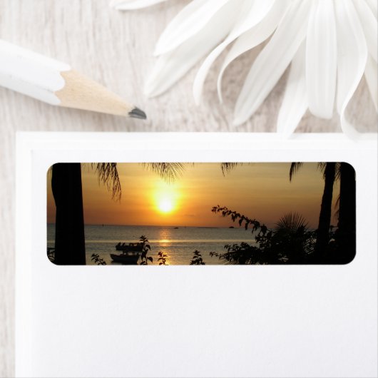 Tropisch strand paradijs etiket (Insitu)