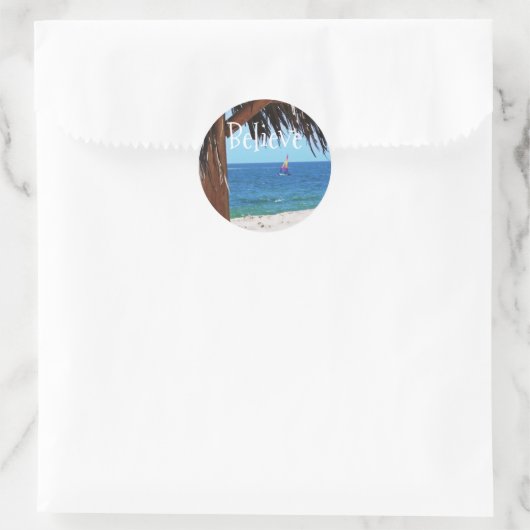 Tropisch strand paradijs ronde sticker (Tas)