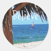 Tropisch strand paradijs ronde sticker (Voorkant)