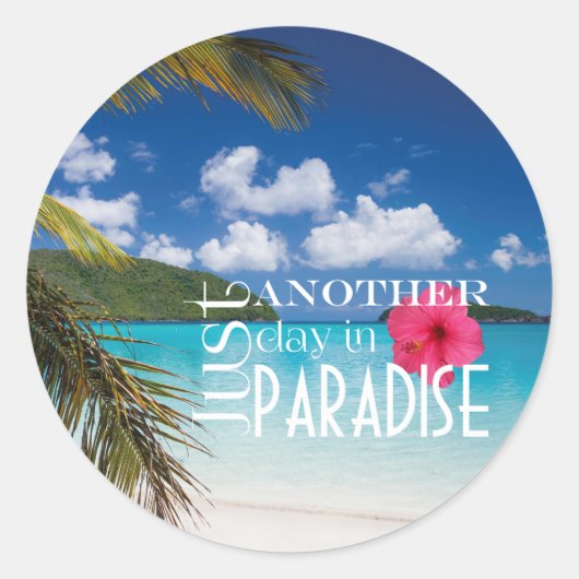 Tropisch strand paradijs ronde sticker (Voorkant)