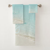 Tropisch strand Paradise Monogram Elegant Palm Tre Bad Handdoek (Insitu)
