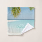 Tropisch strand Paradise Monogram Elegant Palm Tre Bad Handdoek (Wasdoekje)