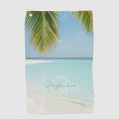 Tropisch strand Paradise Monogram Elegant Palm Tre Golfhanddoek (Voorkant)
