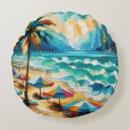 Tropisch strand paraplu's schilderen rond kussen