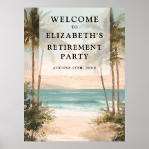 Tropisch strand pensioenfeest welkomstbord