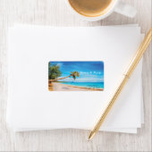 Tropisch strand (persoonlijke naam en adres) etiket (Insitu)