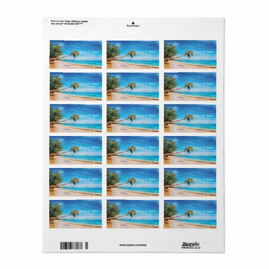Tropisch strand (persoonlijke naam en adres) etiket (Full Sheet)