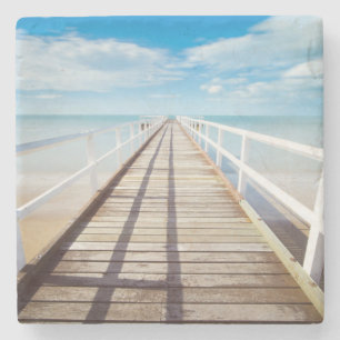 Tropisch strand pier stenen onderzetter