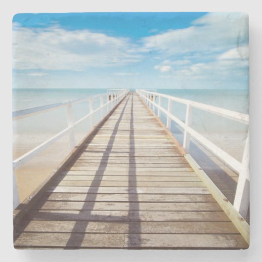 Tropisch strand pier stenen onderzetter (Voorkant)