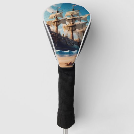 Tropisch strand piratenschip golfheadcover (Voorkant)