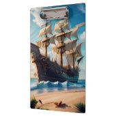 Tropisch strand piratenschip klembord (Links)