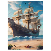 Tropisch strand piratenschip klembord (Achterkant)