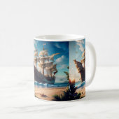 Tropisch strand piratenschip koffiemok (Voorkant rechts)