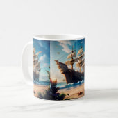 Tropisch strand piratenschip koffiemok (Voorkant links)