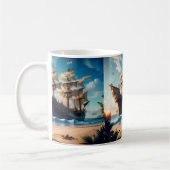 Tropisch strand piratenschip koffiemok (Links)