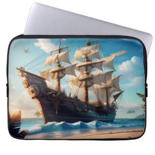 Tropisch strand piratenschip laptop sleeve
