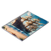 Tropisch strand piratenschip notitieboek (Linkerzijde)