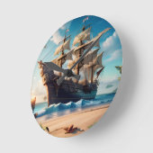 Tropisch strand piratenschip ronde klok (Hoek)