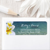 Tropisch strand & Plumeria Flowers Return Address Etiket (Insitu)