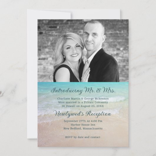 Tropisch strand privé trouwreceptie uitnodiging (Voorkant)