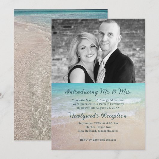 Tropisch strand privé trouwreceptie uitnodiging (Voorkant / Achterkant)