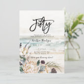 Tropisch strand protea 50ste verjaardagsfeest kaart (Staand voorkant)