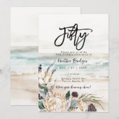 Tropisch strand protea 50ste verjaardagsfeest kaart (Voorkant / Achterkant)