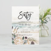 Tropisch strand protea 60e verjaardag feest kaart (Staand voorkant)