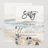 Tropisch strand protea 60e verjaardag feest kaart (Voorkant / Achterkant)