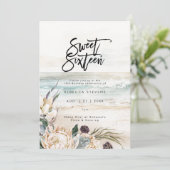 Tropisch strand Protea Sweet 16 uitnodiging (Staand voorkant)