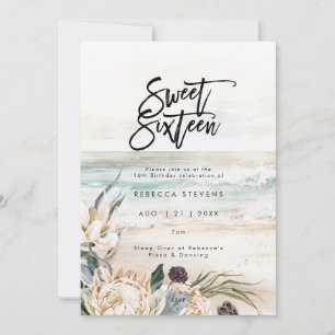 Tropisch strand Protea Sweet 16 uitnodiging