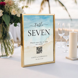 Tropisch Strand QR Code Huwelijksmenu Tafelnummer