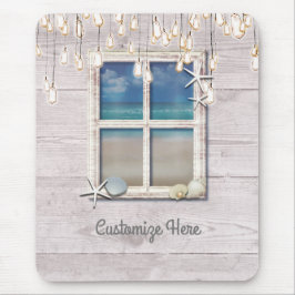 Tropisch strand raam wit hout elegant chic muismat