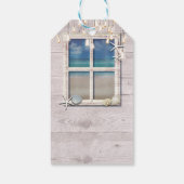 Tropisch strand raam wit hout elegante kust cadeaulabel (Achterkant)