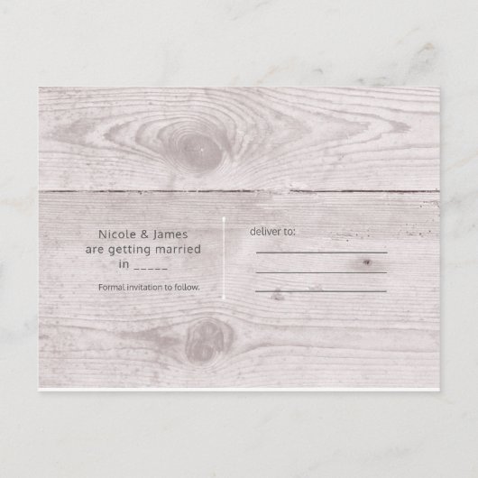 Tropisch strand raam wit hout Save the Date Aankondigingskaart (Achterkant)