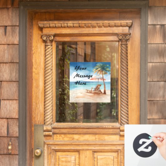 Tropisch strand raamsticker (Huis Deur)